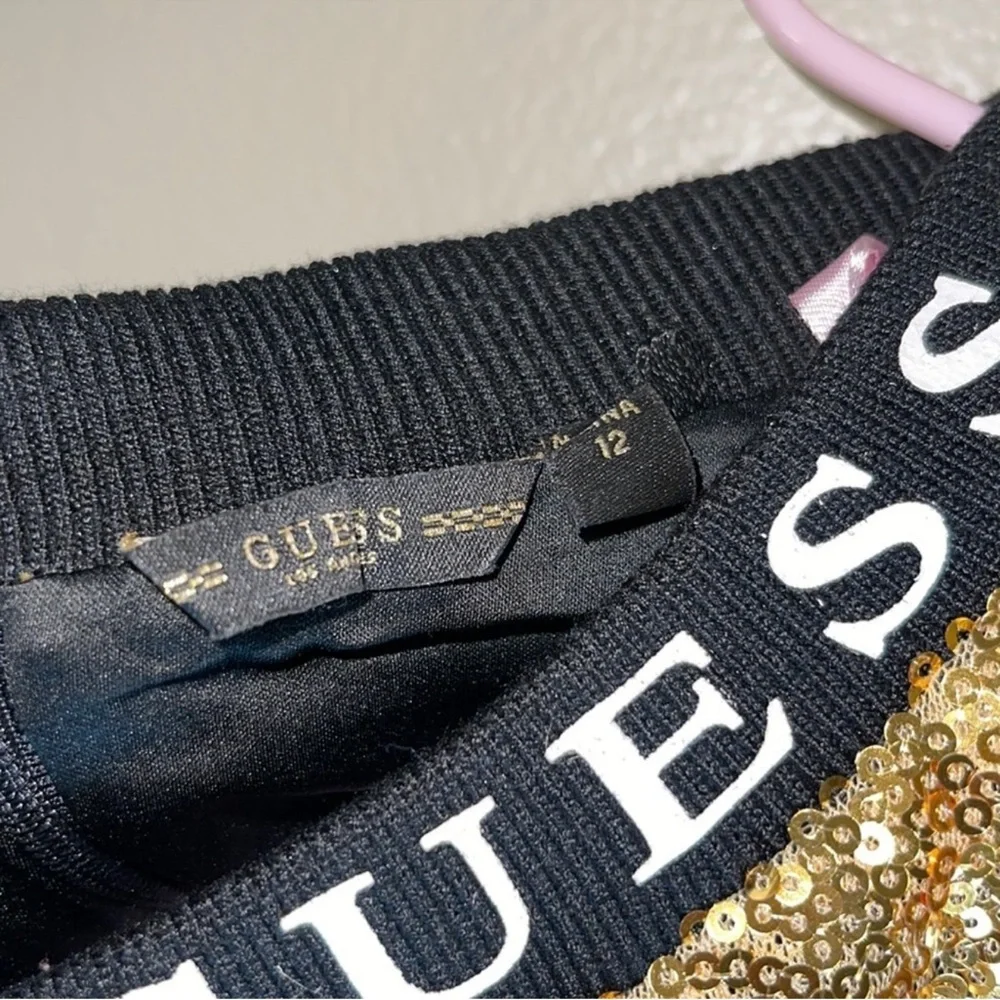 Guess Kids Gold Sequin Sleeveless Formal Shift Dress Size 12 Girls